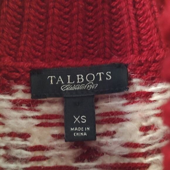 Talbot's Fair Isle Cowl Neck Long Sleeve Sweater Cotton Wool Mohair Blend Sz XS - Picture 2 of 8